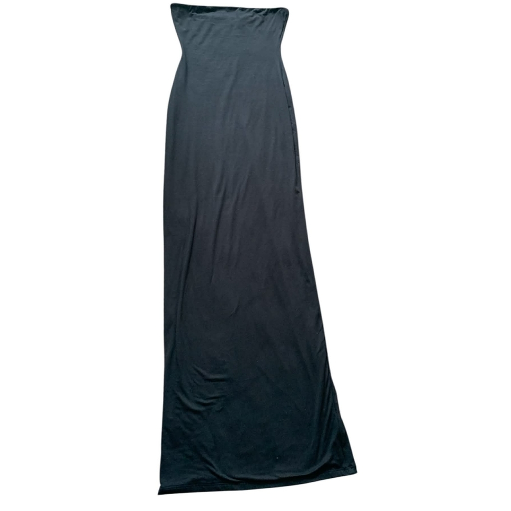 NAKED WARDROBE Strapless Maxi Dress Black Tube Top Bodycon Knit Dress - Picture 2 of 6